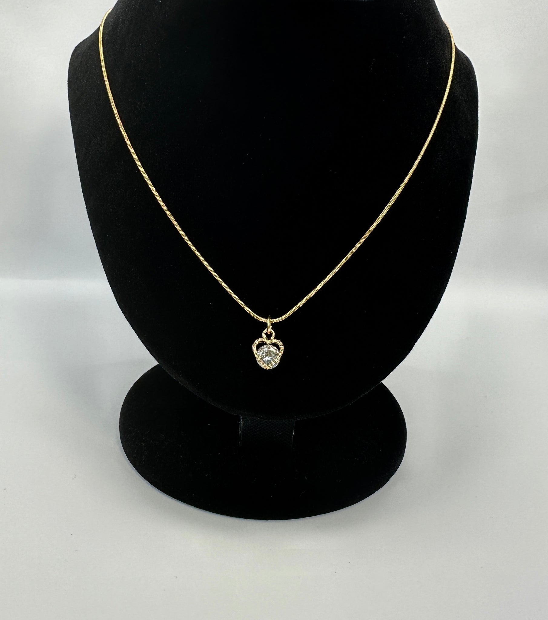 18k Gold Filled 1mm Snake Chain with Gold Beads and Heart Charms